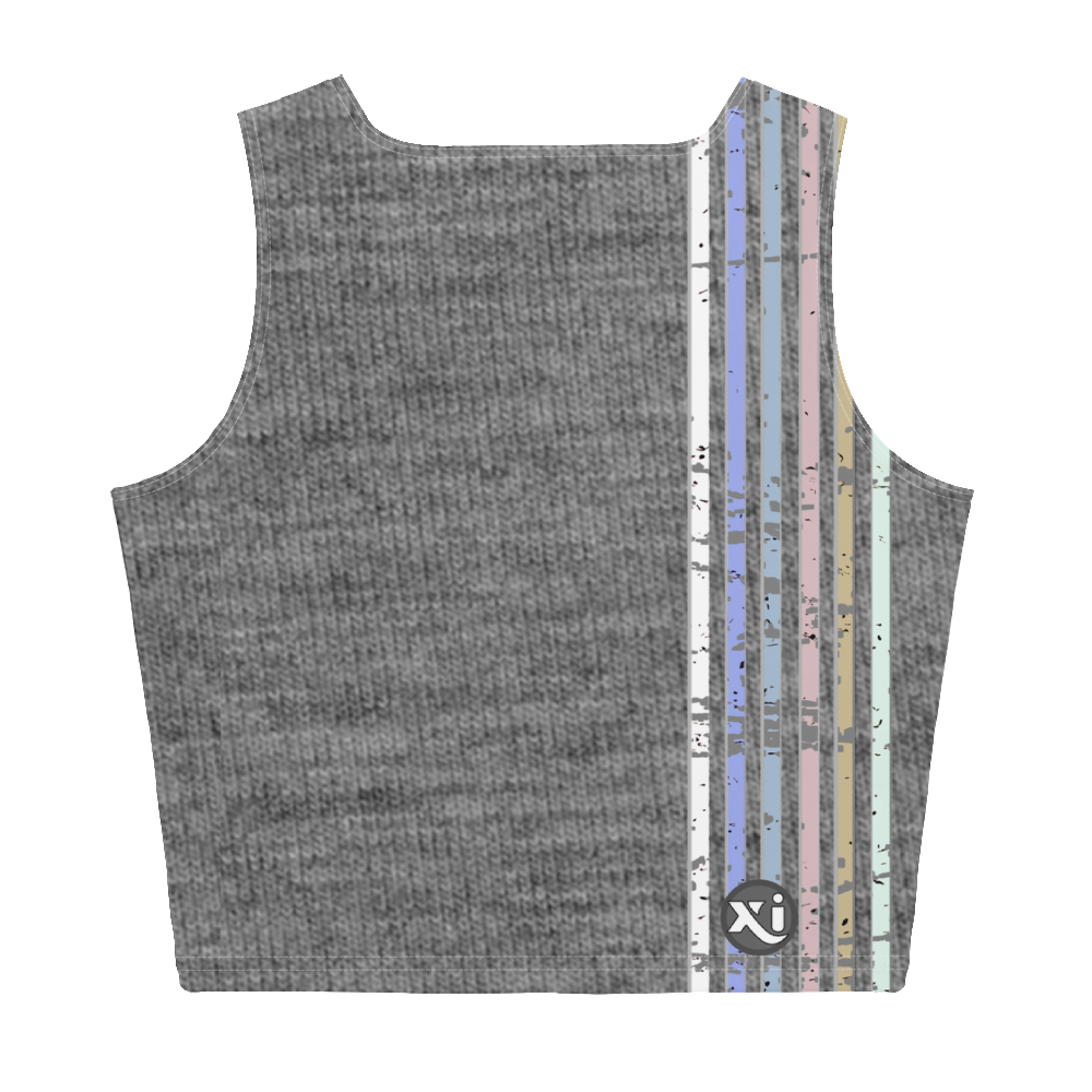 Lenni Retro Stripe Grey Crop Top