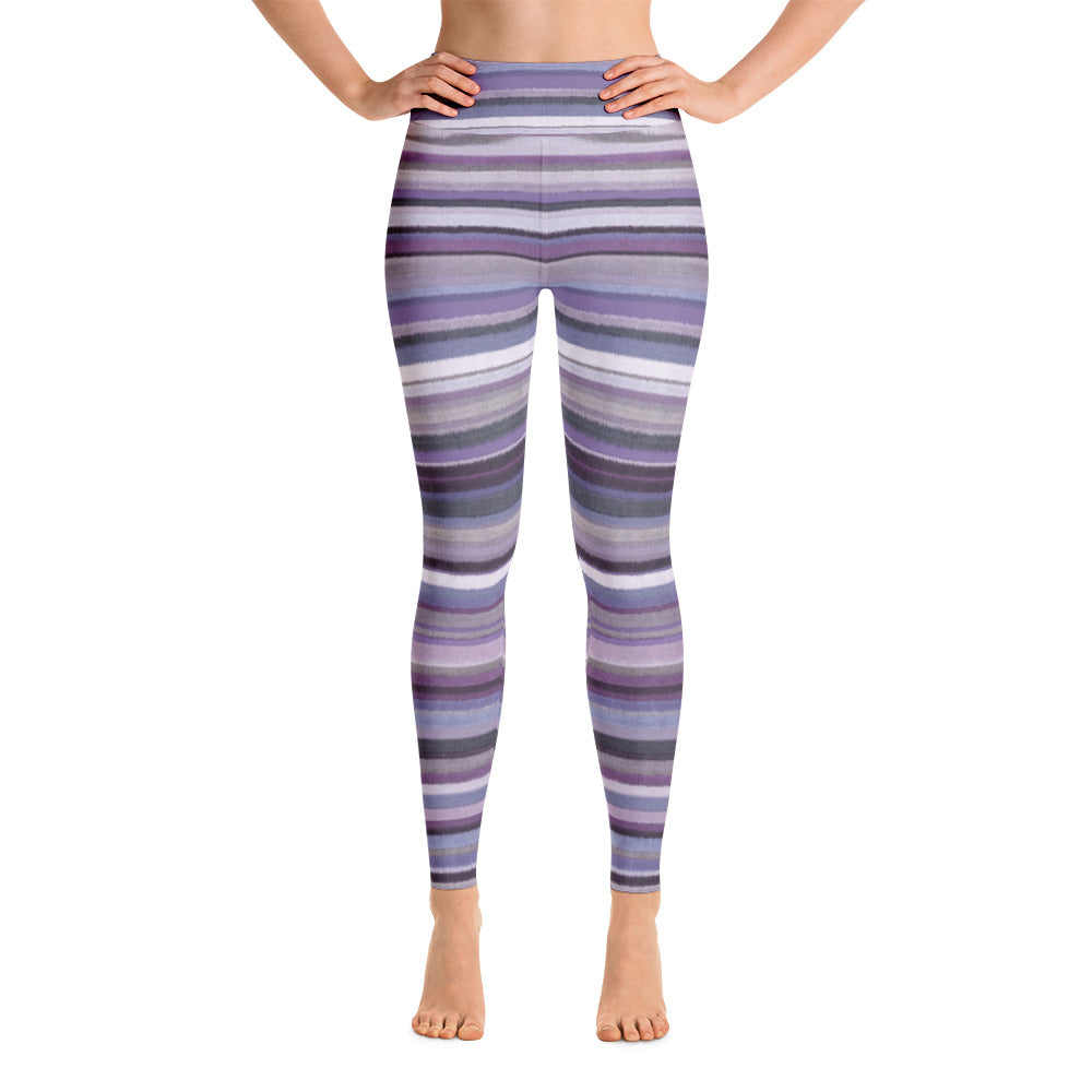 Megan Purple Striped Leggings