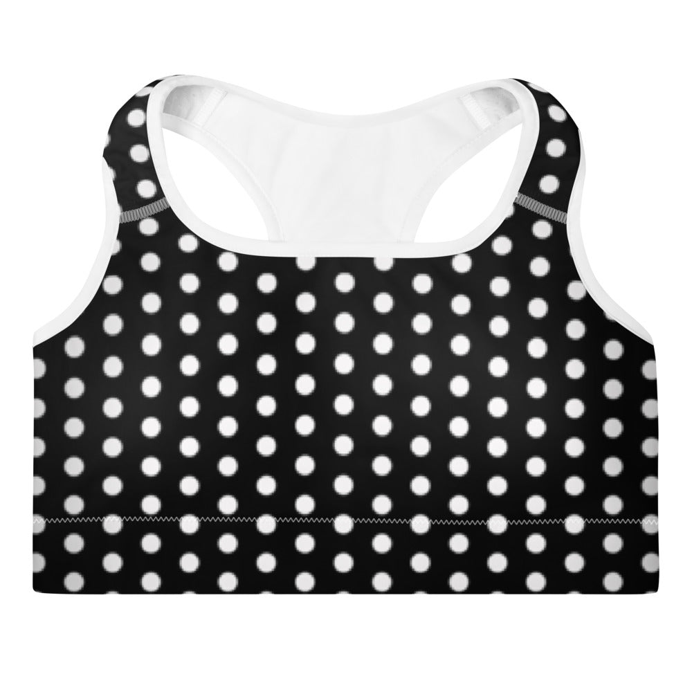 Erin Black Polka Dots Padded Sports Bra