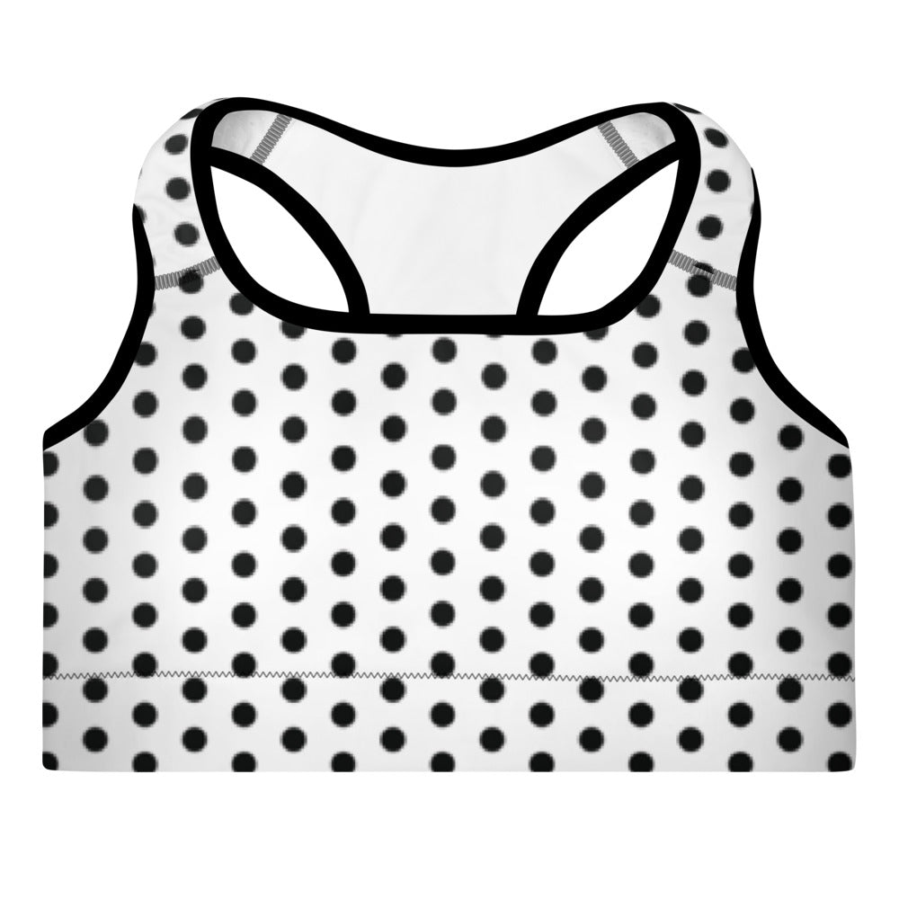 Erin White Polka Dot Padded Sports Bra