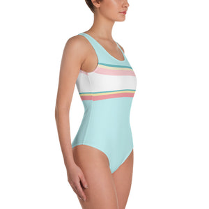 Turquoise Striped One-Piece Swimsuit