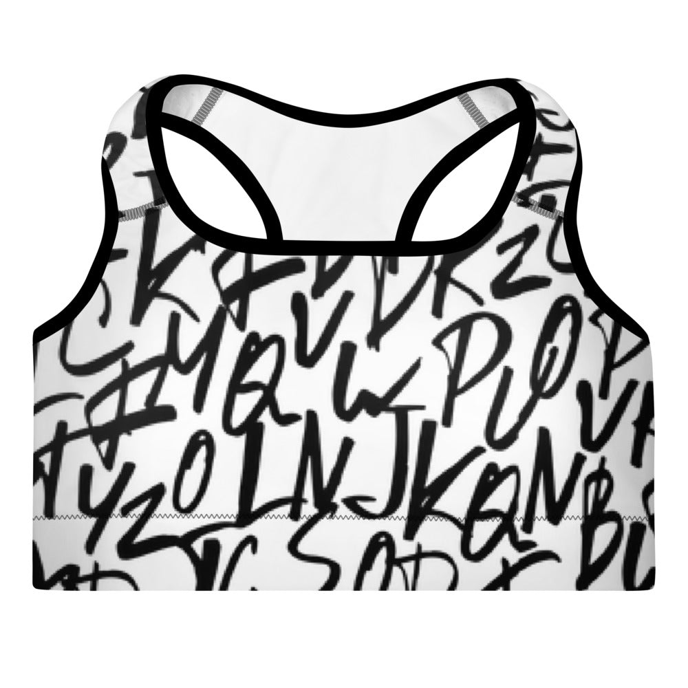 Erin White Alphabet Padded Sports Bra